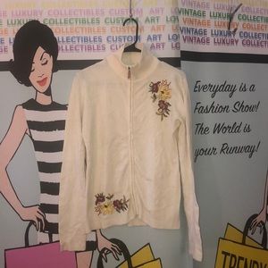 💐Vintage Dior Embroidered flowers zipup Sweater